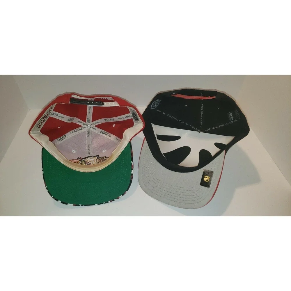Lot of 2 CHICAGO BLACKHAWKS Hats Caps - Snapback Zephyr and 47